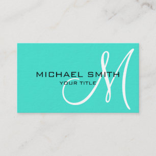 Monogram Turquoise color background Visitenkarte