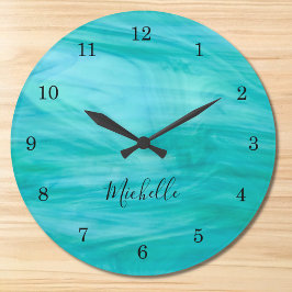 Monogram Turquoise Große Wanduhr