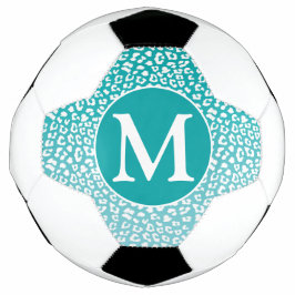 Monogram Turquoise Leopard Print Fußball