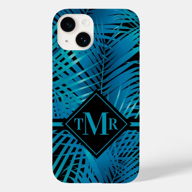 Monogram Turquoise Palm Case-Mate iPhone Hülle (Rückseite)
