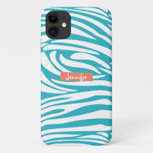 Monogram Turquoise Striped Zebra Muster Trendy Case-Mate iPhone Hülle