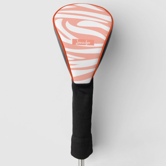 Monogram Turquoise Striped Zebra Muster Trendy Golf Headcover (Vorderseite)