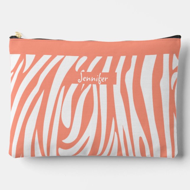 Monogram Turquoise Striped Zebra Muster Trendy Zubehörtasche (Vorderseite)