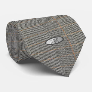 Monogram Tweed Look Krawatte - Graues Elegantes Ge
