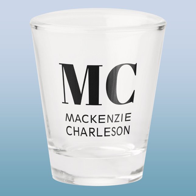 Monogram Two Initials Custom Schnapsglas (Modern minimalist two initial monogram name shot glass)