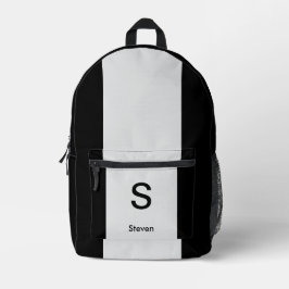 Monogram Two Tone Modern Black and Light Gray Bedruckter Rucksack