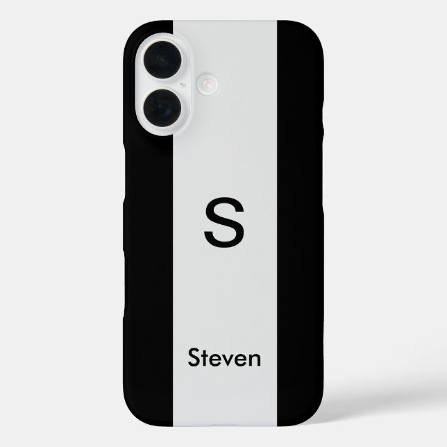 Monogram Two Tone Modern Black and Light Gray Case-Mate iPhone Hülle (Rückseite)