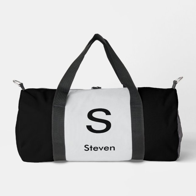 Monogram Two Tone Modern Black and Light Gray Duffle Bag (Vorderseite)