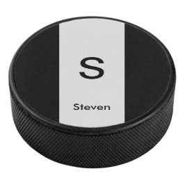 Monogram Two Tone Modern Black and Light Gray Eishockey Puck