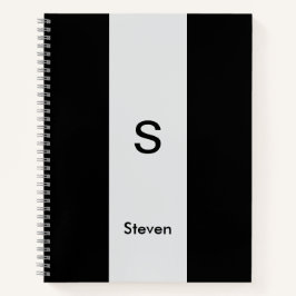 Monogram Two Tone Modern Black and Light Gray Notizbuch