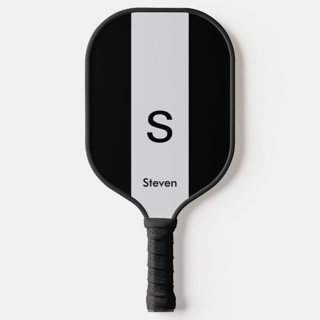 Monogram Two Tone Modern Black and Light Gray Pickleball Schläger (Vorderseite)