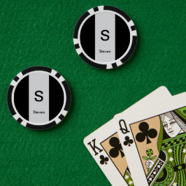 Monogram Two Tone Modern Black and Light Gray Pokerchips