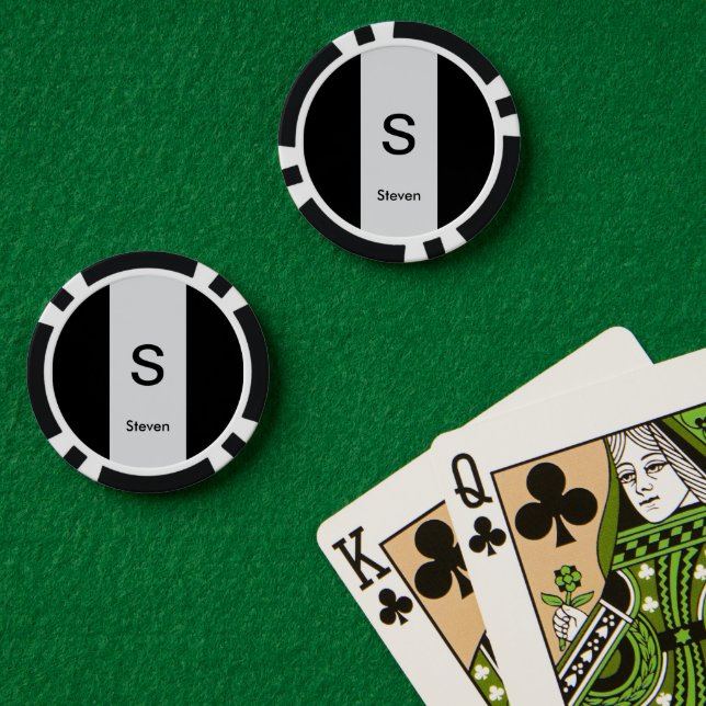 Monogram Two Tone Modern Black and Light Gray Pokerchips (Pokertisch (doppelt))