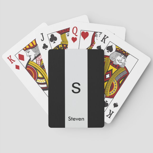 Monogram Two Tone Modern Black and Light Gray Spielkarten (Rückseite)