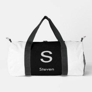 Monogram Two Tone Modern Black and White Duffle Bag