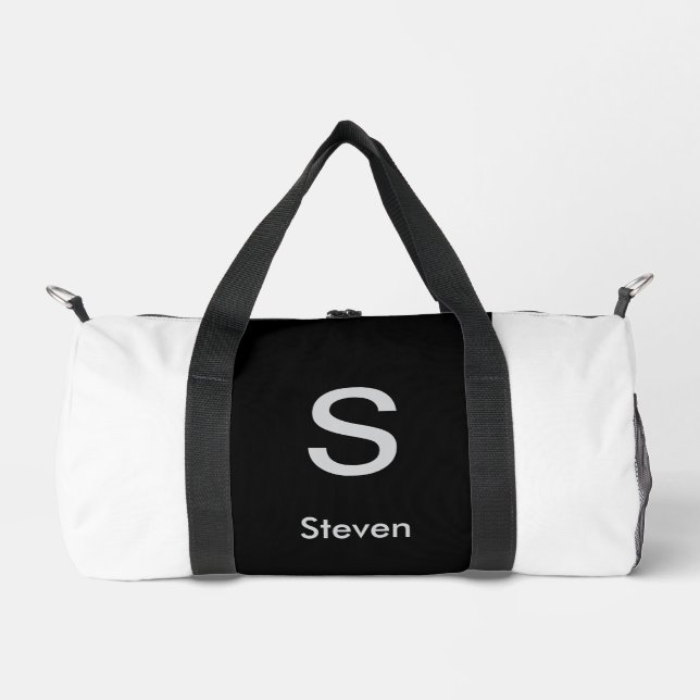 Monogram Two Tone Modern Black and White Duffle Bag (Vorderseite)