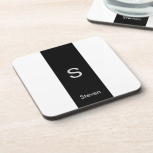 Monogram Two Tone Modern Black and White Getränkeuntersetzer