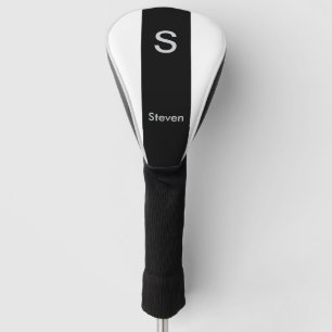 Monogram Two Tone Modern Black and White Golf Headcover