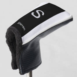 Monogram Two Tone Modern Black and White Golf Headcover