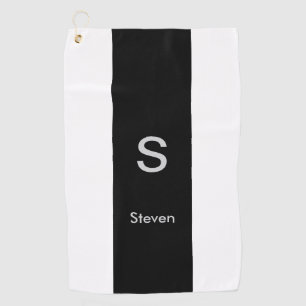 Monogram Two Tone Modern Black and White Golfhandtuch