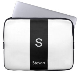 Monogram Two Tone Modern Black and White Laptopschutzhülle