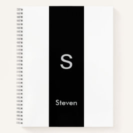 Monogram Two Tone Modern Black and White Notizbuch