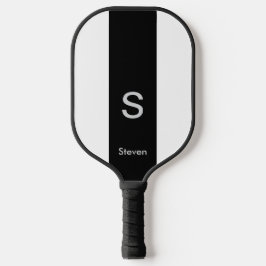 Monogram Two Tone Modern Black and White Pickleball Schläger