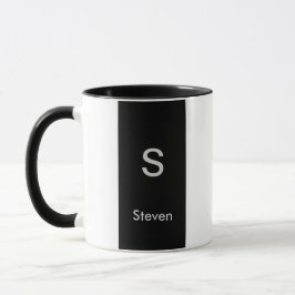 Monogram Two Tone Modern Black and White Tasse