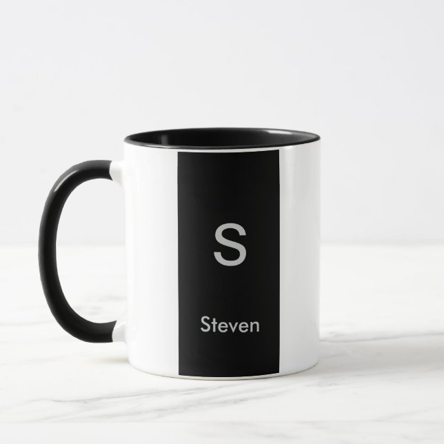 Monogram Two Tone Modern Black and White Tasse (Links)
