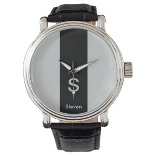 Monogram Two Tone Moderne Schwarz und Grau Armbanduhr