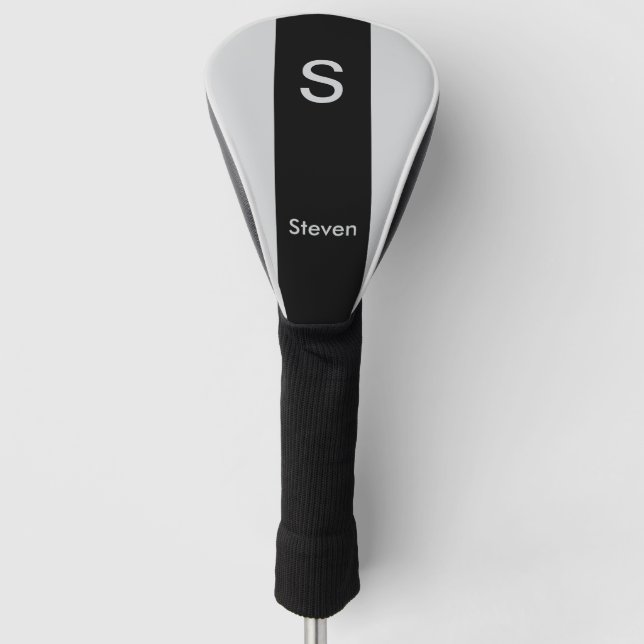 Monogram Two Tone Moderne Schwarz und Grau Golf Headcover (Vorderseite)