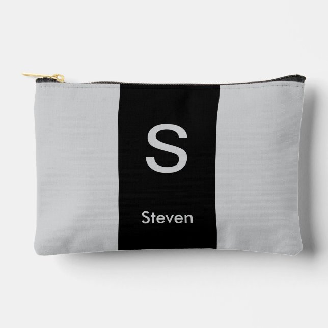 Monogram Two Tone Moderne Schwarz und Grau Zubehörtasche (Vorderseite)