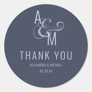 Monogram Typografie Simple Elegant Vielen Dank Runder Aufkleber