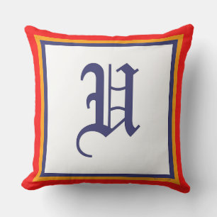 Monogram U Red White Old English Kissen