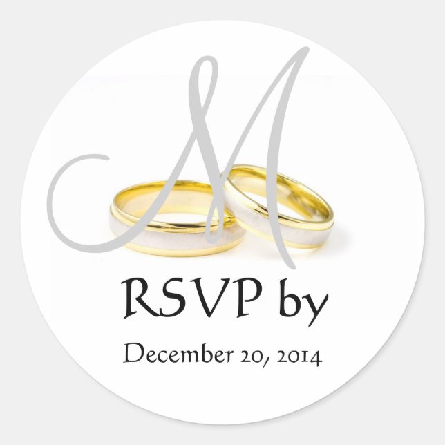 Monogram-UAWG Stickers mit Hochzeitsring grau (Vorderseite)