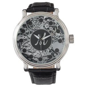 Monogram Uhrwerk Gears Silver Wrist Watch Armbanduhr