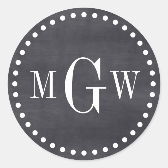 Monogram-Umschlag Aufkleber für Schwarze Chalkboar (Vorderseite)