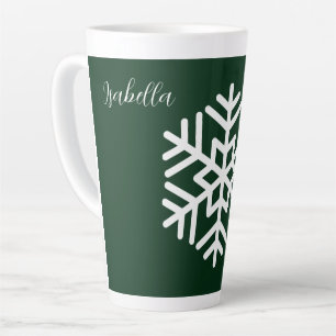Monogram und Big White Snowflake auf Green Milchtasse