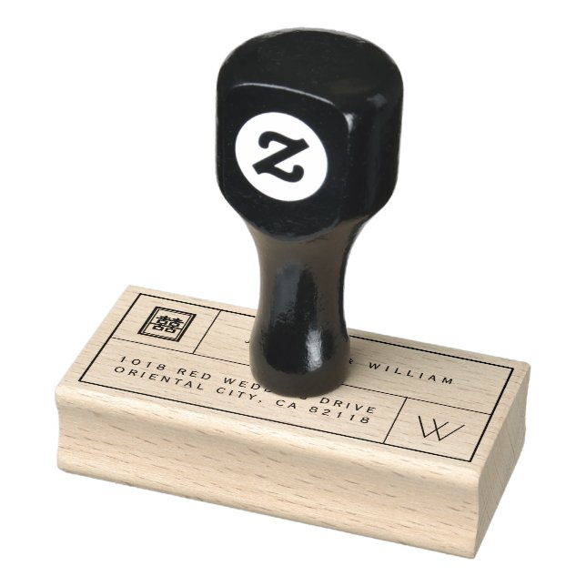 Monogram und Double Happiness Box Chinesisches Hoc Gummistempel (Stempel)