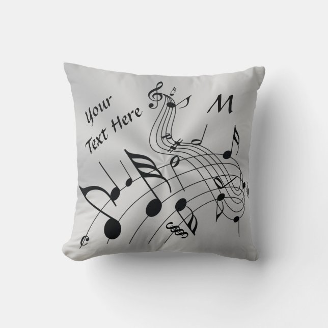 Monogram und Ihr Text-Musikanzeige-Pillow Kissen (Vorderseite)