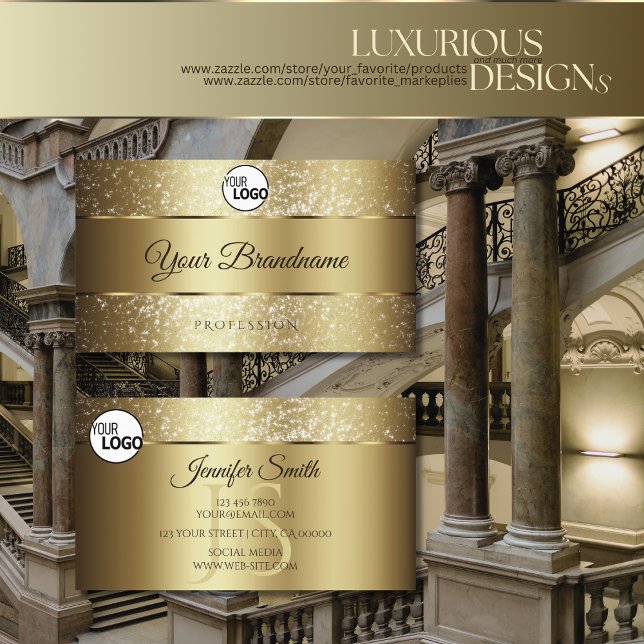 Monogram und Logo des luxuriösen Gold Sparkling Gl Visitenkarte (Von Creator hochgeladen)