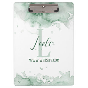 Monogram und Name Affirmation Watercolor Gray Clip Klemmbrett