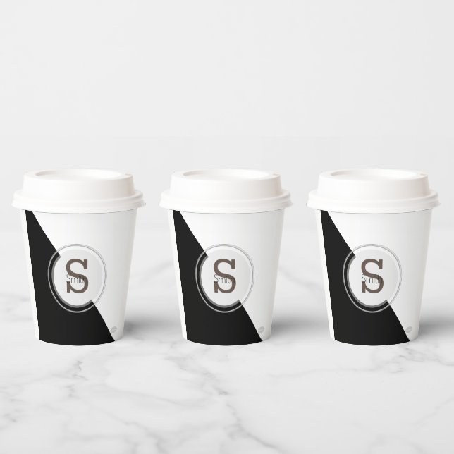 Monogram und Name Block Graphic Paper /cups HAMbyW Pappbecher (Multi)