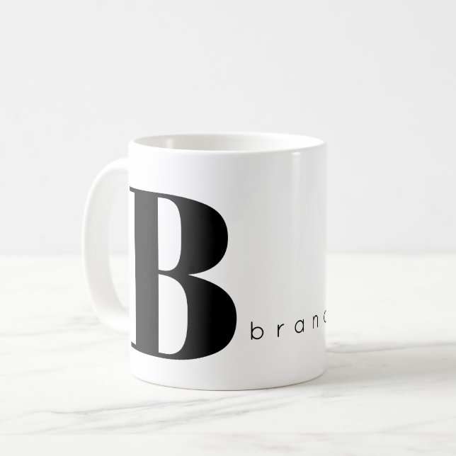 Monogram und Name Custom Typografy modern Kaffeetasse (Vorderseite Links)
