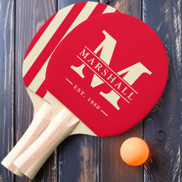 Monogram und Name Overlay Stripe Cherry PickingPin Tischtennis Schläger
