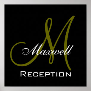 Monogram und Name Wedding Reception Sign Poster