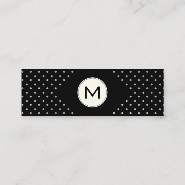 Monogram und Polka Dots Mini Visitenkarte (Vorderseite)