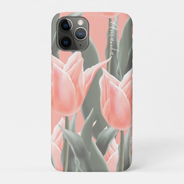 Monogram und stilistische Pfirsichklemmen Blume Case-Mate iPhone Hülle (Rückseite)