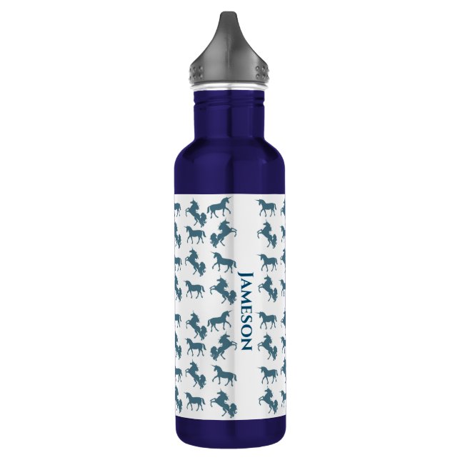 Monogram Unicorn Muster für niedliche Blue Boys Edelstahlflasche (Links)
