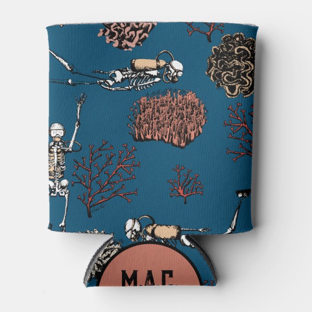 Monogram Unterwasser Skeleton Scuba Divers & Coral Dosenkühler (Vorderseite)